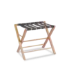 OSCAR Luggage Rack - Natural Teak Black Leather