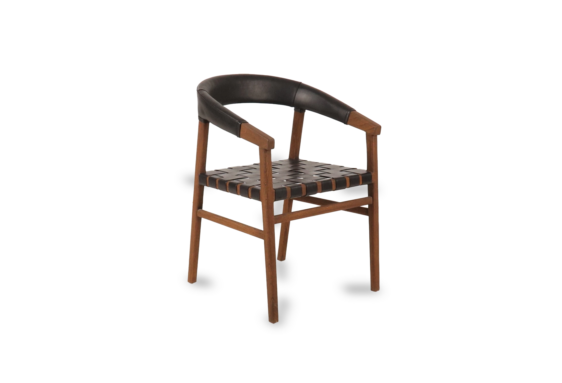 Tabu-Design-CH47L-OSCAR-Chair-Dark-Wood-Black-Woven-Leather-backrest-45-angle
