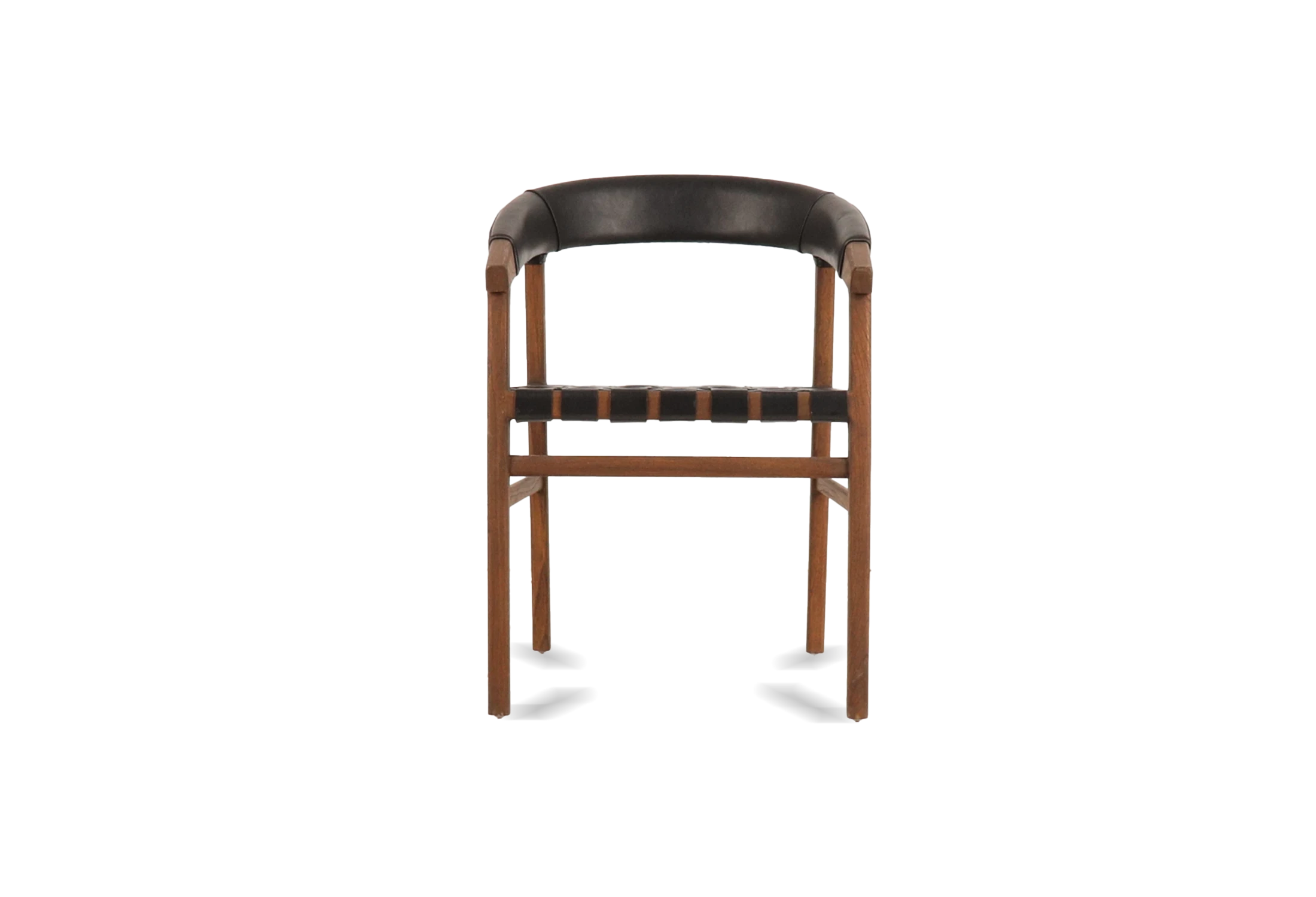 Tabu-Design-CH47L-OSCAR-Chair-Dark-Wood-Black-Woven-Leather-backrest-Front