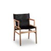 TOKYO Chair - Armchair Teak Black Leather