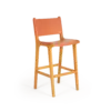 BALI Bar Stool - Wood orange Leather