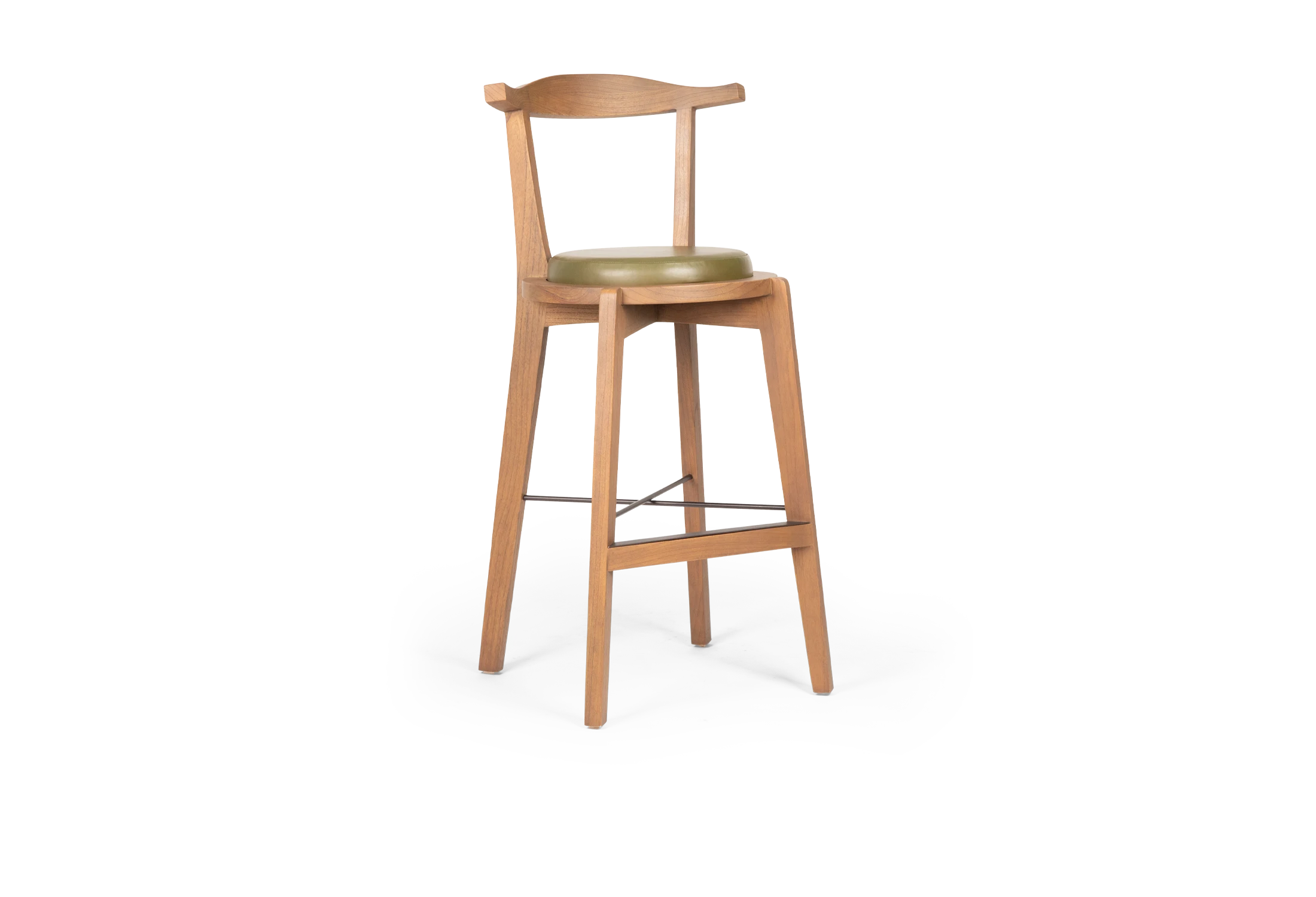 Tabu-Design-ST55-T-Stool-Wood-Green-Leather-1