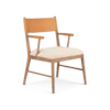 NAPOLI Chair - Teak Leather Ivory Fabric
