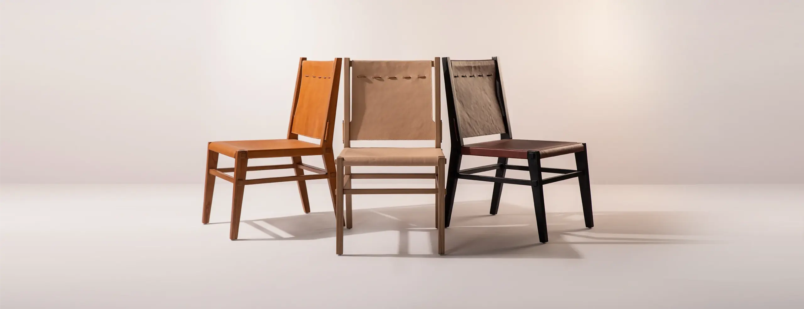Marseille dining chairs made of java oak with leather seat and backrest from the leather collection