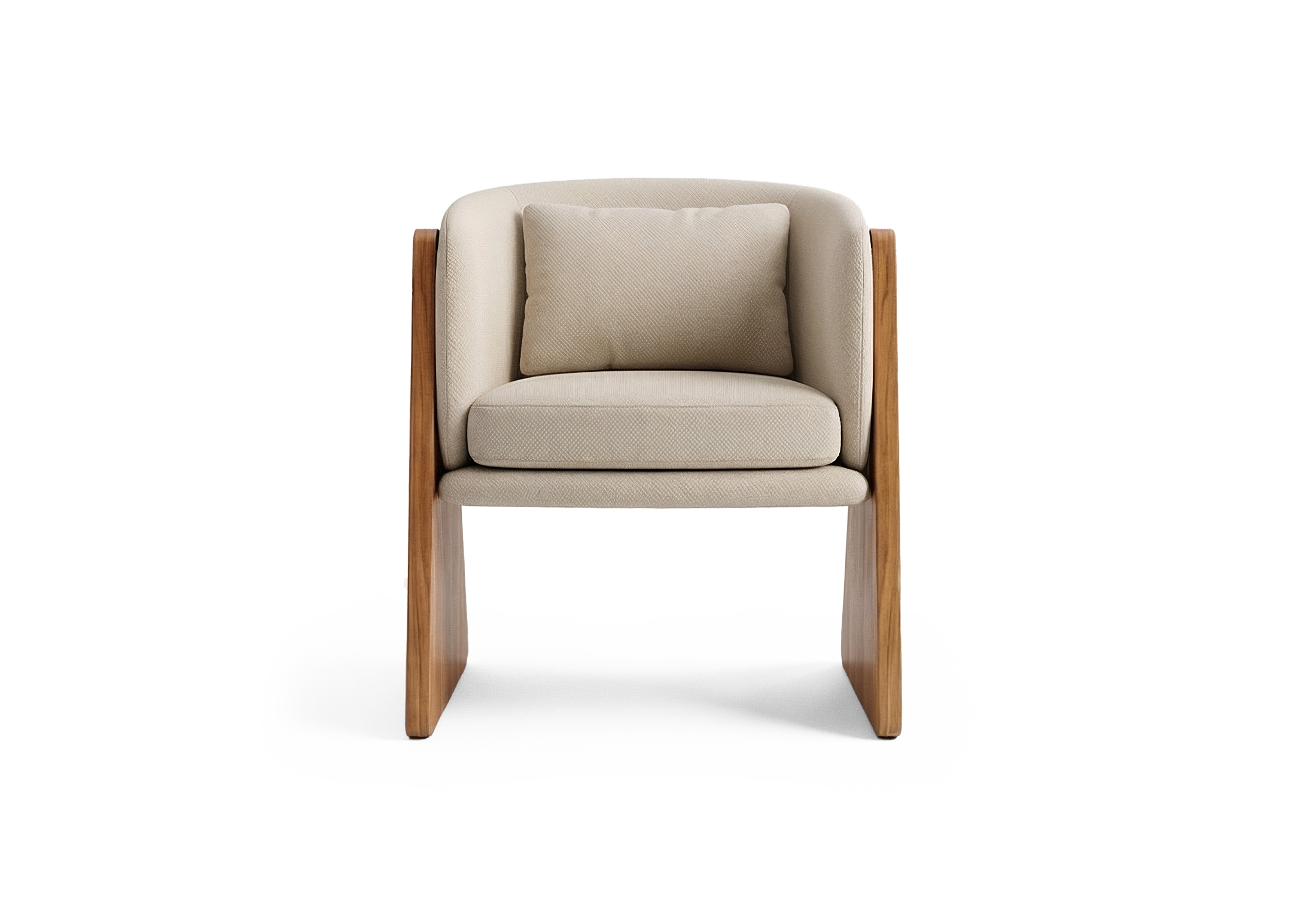 KHALE dining chair made of beige cushion in front view