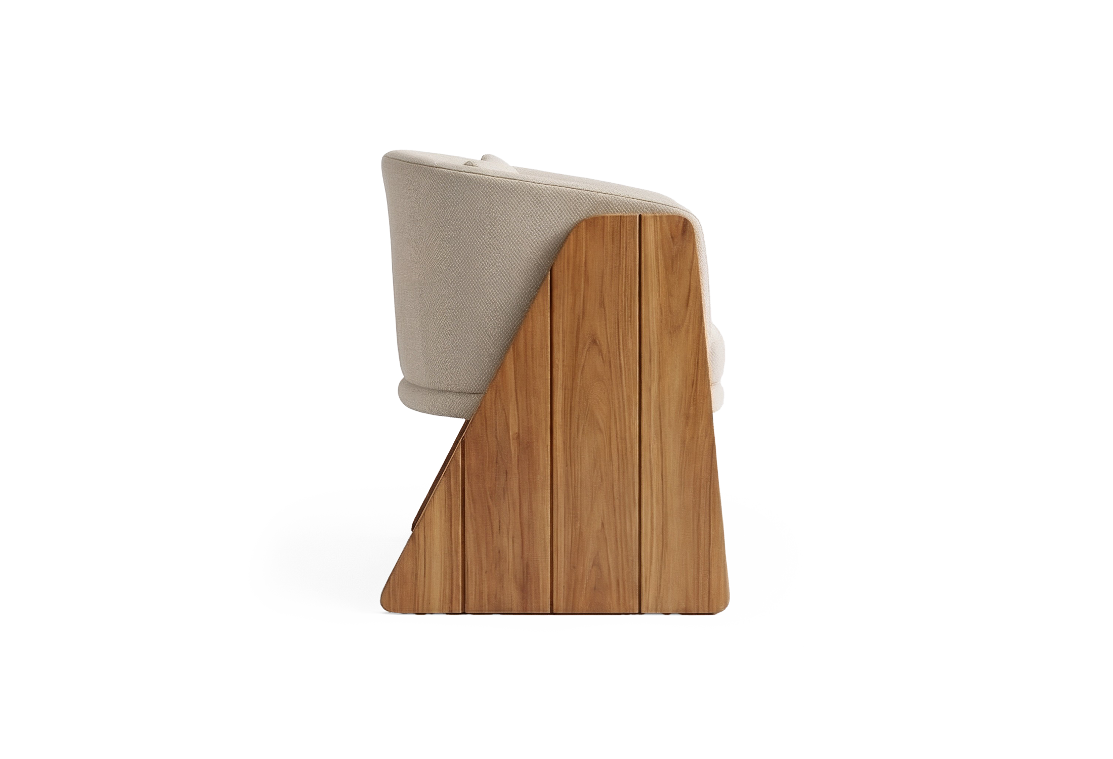 KHALE dining chair made of beige cushion in side view