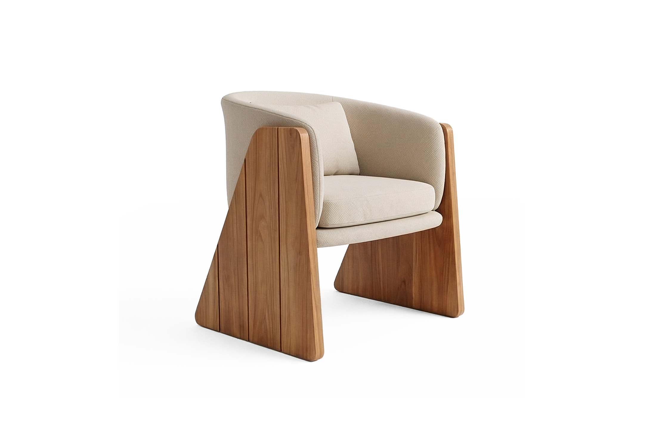 KHALE dining chair made of beige cushion in three-quarter view